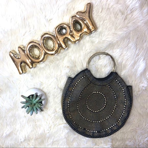 Vintage Handbags - Vintage gold studded Festival style wristlet pouch